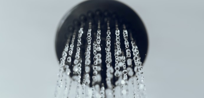 shower head with running hot water