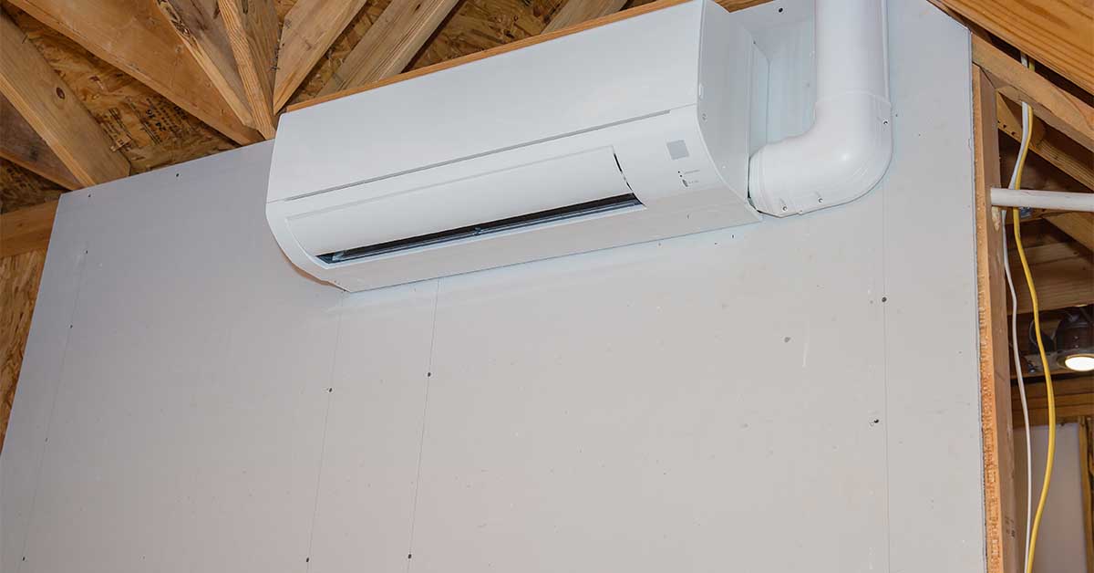Ductless mini-split on a wall inside a PA home.