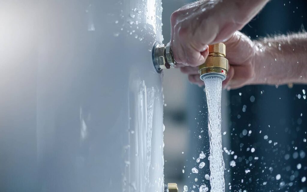A person shows how to flush your water heater