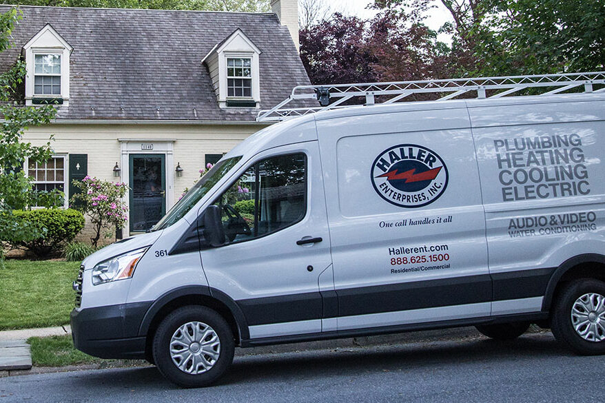 A Haller Enterprises vehicle in parked in front of a Pennsylvania home.