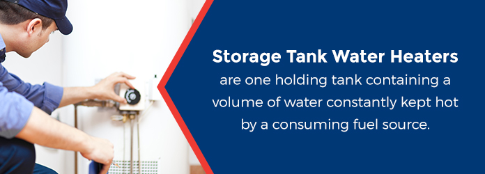 storage tank water heaters are one holding tank containing a volume of water constantly kept hot by a consuming fuel source