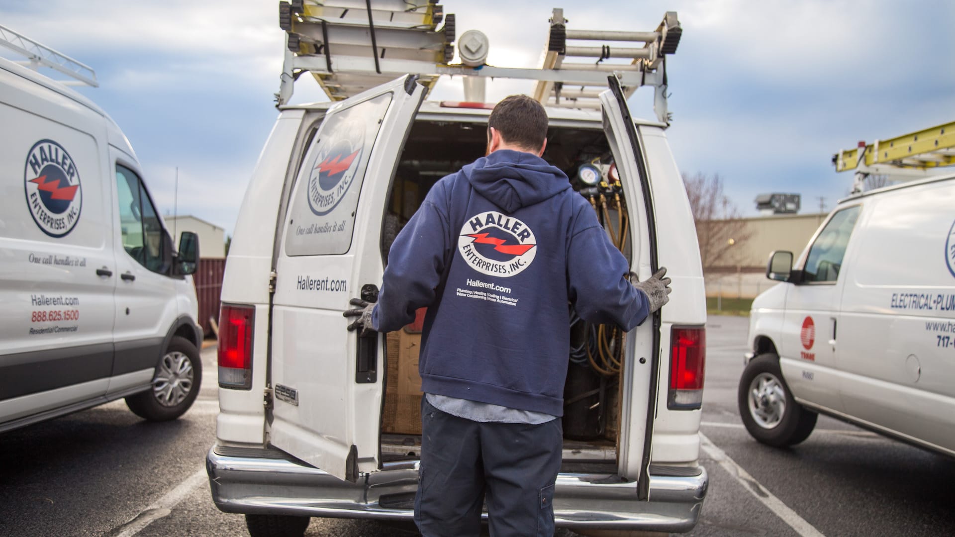 Haller Technician Opening Back Van Doors