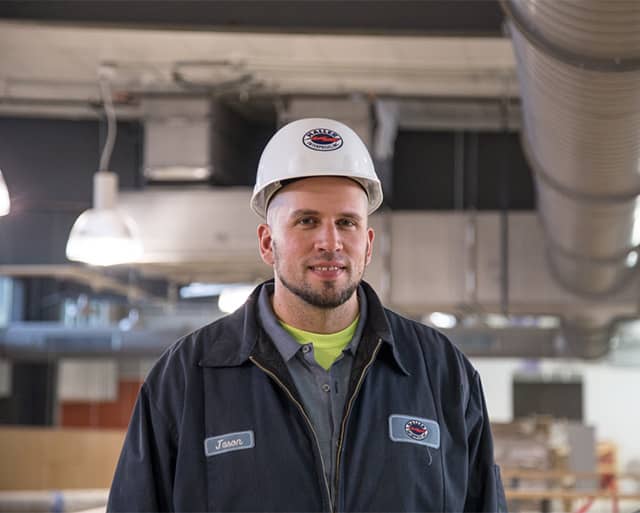 Haller technician dressed with a hard hat