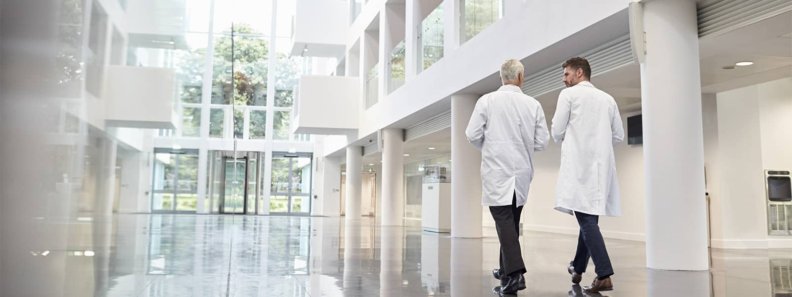 Doctors walking in hospital